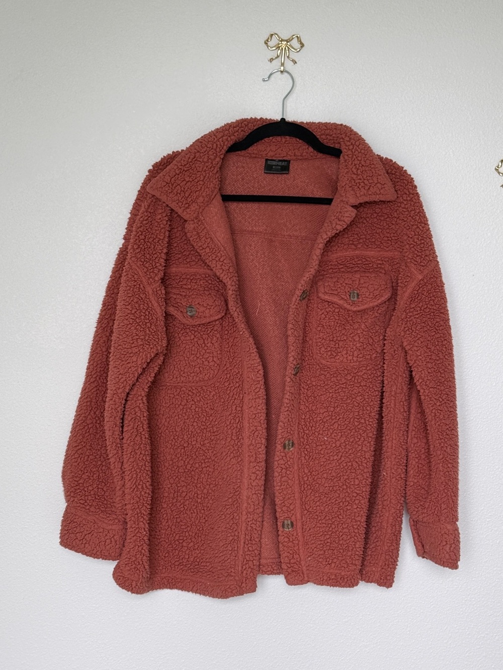 32 Degrees Women's Rust Teddy Sherpa Jacket